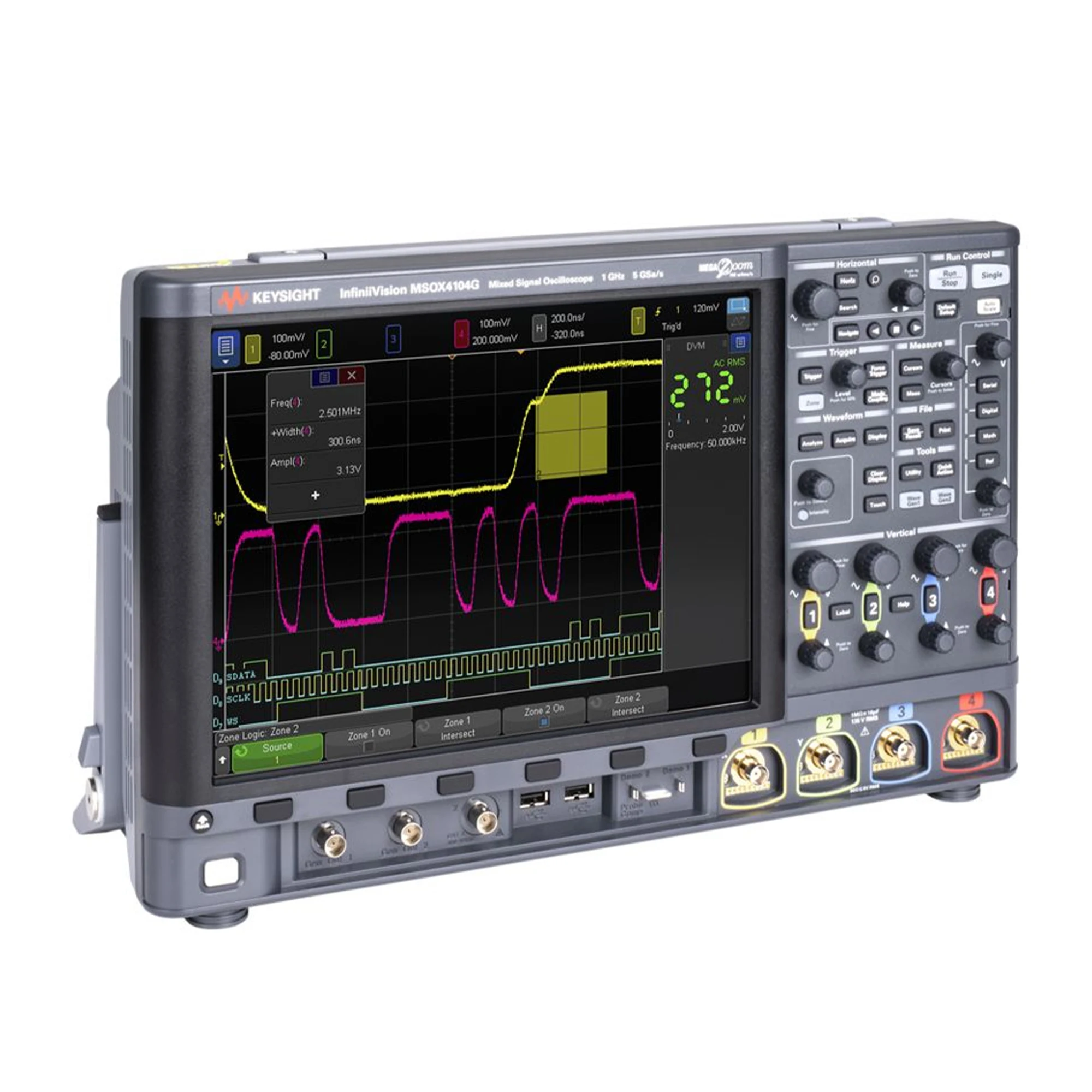 Keysight MSOX4104G Mixed Signal Oscilloscope: 1 GHz, 4 Analog Plus 16 Digital