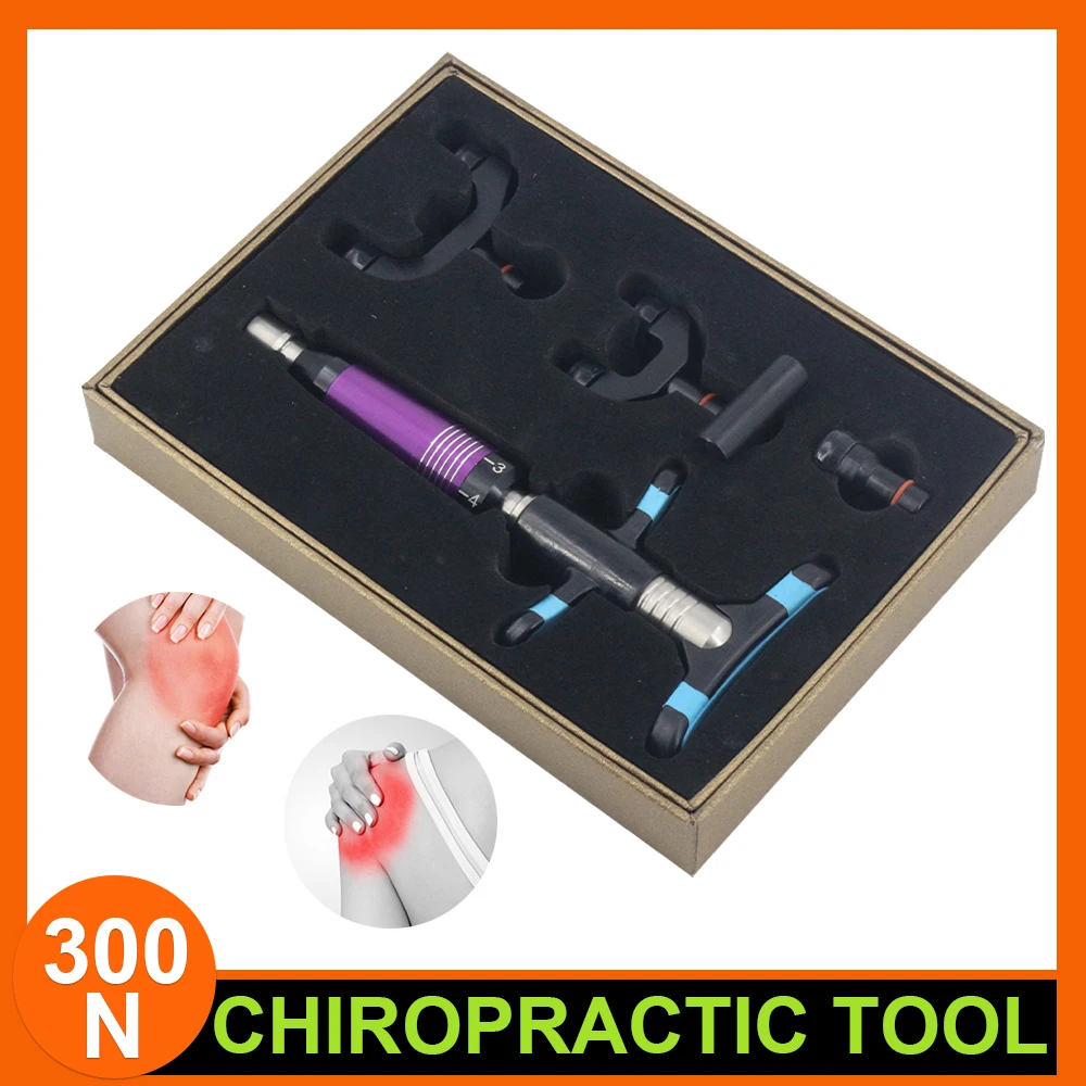 

300N Manual Chiropractic Adjusting Tool Body Massager Activation Therapy Spine Correction 4 Head Gun Portable