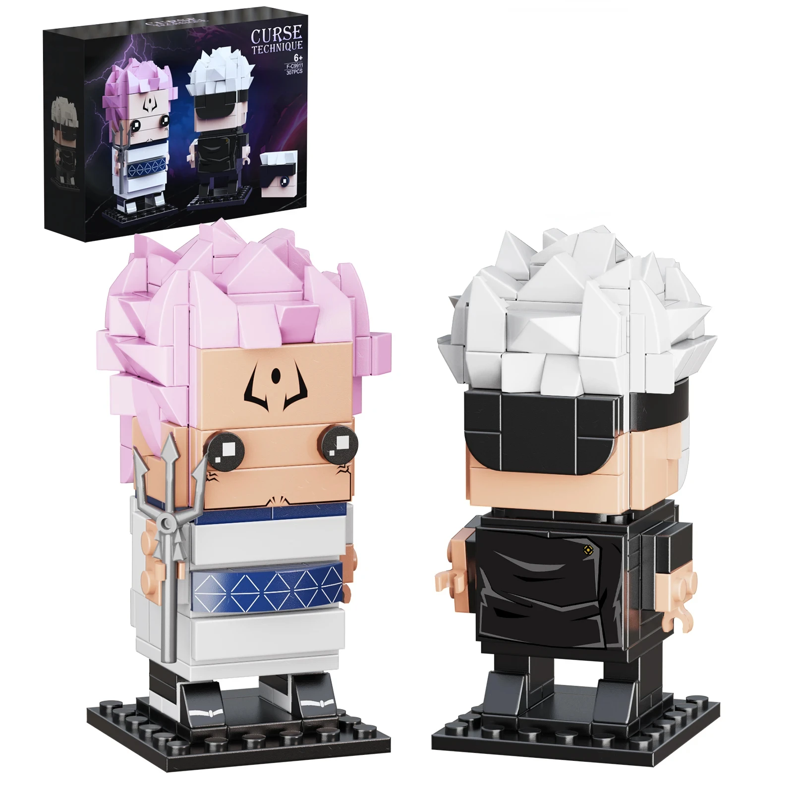 2 in 1 Satoru Gojo Ryomen Sukuna Brickheadz Model Kit Building Blocks Jujutsu Kaisen Anime Figures Bricks Toys Children Gifts