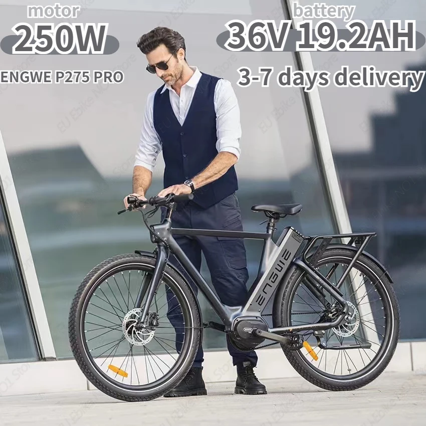 ENGWE P275 Pro Electric Bike 250W Mid-mounted Motor 36V19.2Ah CIty Electric Bicycle 27.5 Anti-puncture Reflective Tire E-bike