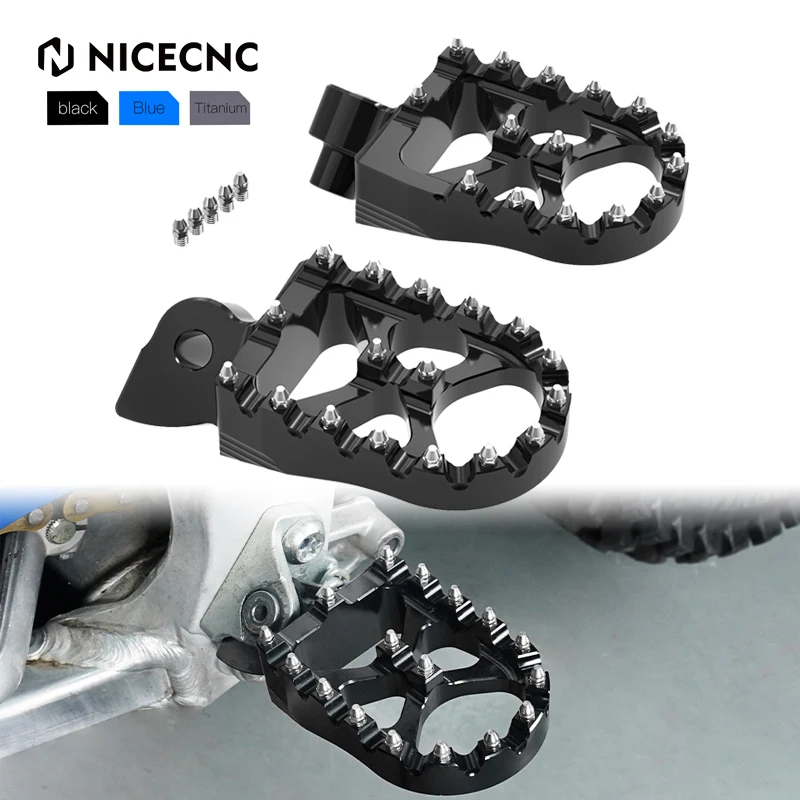 NICECNC 57mm Wide Billet Footrest Foot Pegs Pedals For Yamaha YZ250F YZ450F WR250F WR450F 2003-2023 YZ250FX YZ450FX 2016-2023