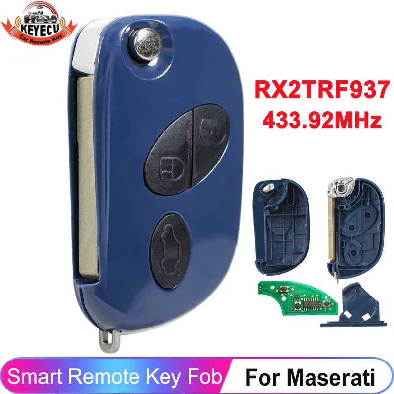 

KEYECU RX2TRF937 For Maserati Quattroporte Gran Turismo 2005 2006 2007 2008 2009 2010 2011 Car Key Remote Fob ID48 Chip 433MHz