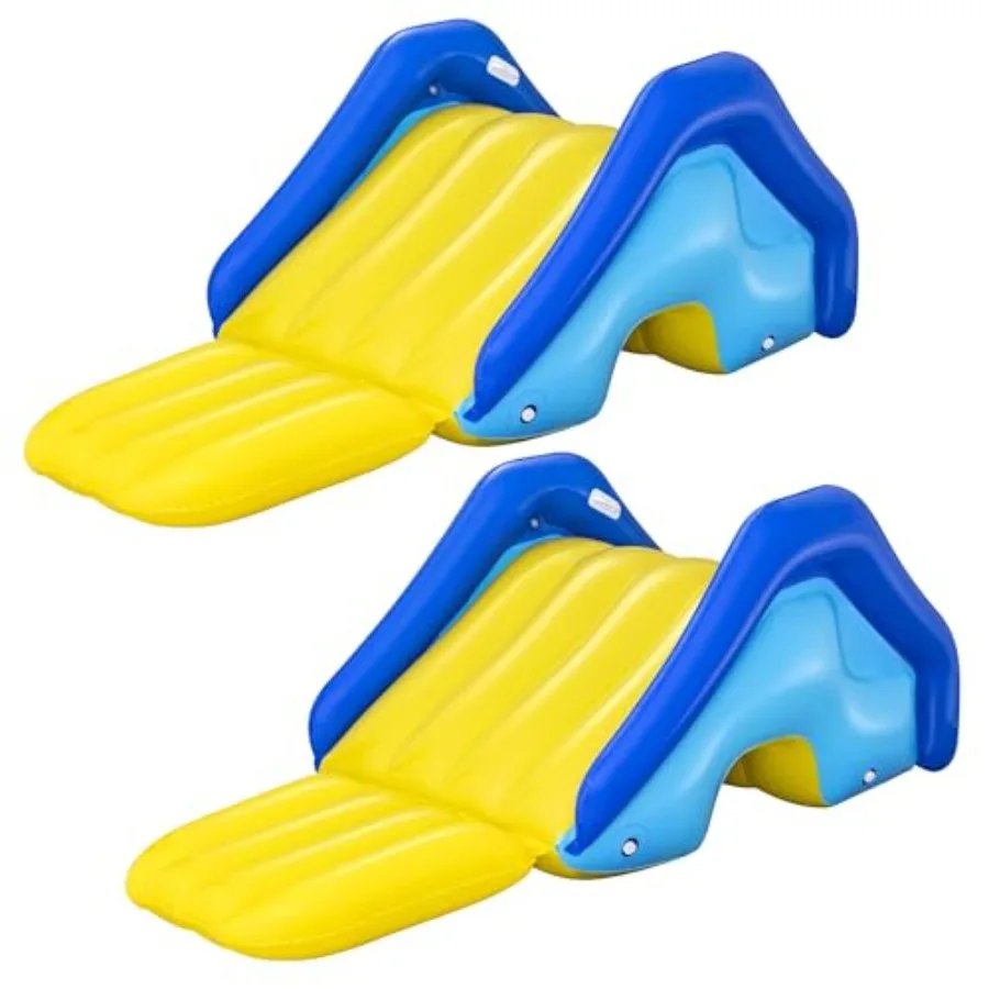 

2 Pack Giant Inflatable Outdoor Swimming Pool Water Slide with Built-in Sprinkler, Large Platform, and 4 Water Chambers for Stab