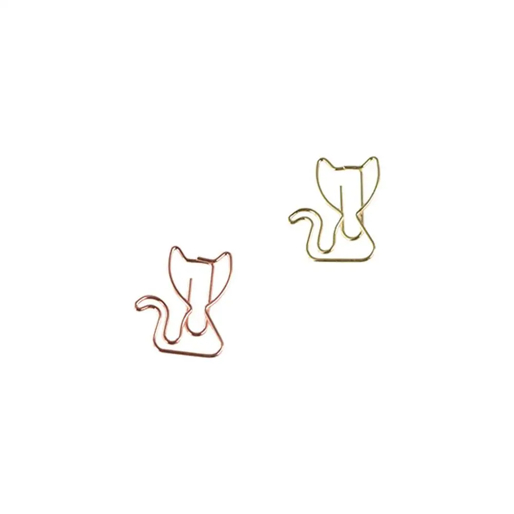 10 шт., канцелярские принадлежности для студентов, скрепки в форме кошки, металлический держатель для закладок с героями мультфильмов, креативная милая металлическая скрепка для бумаг