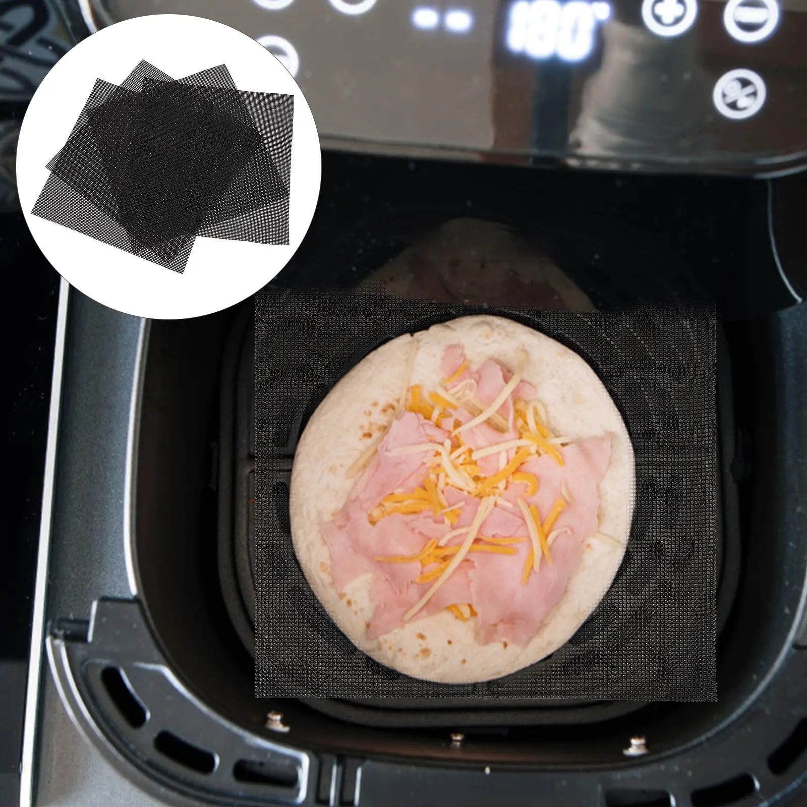 

4pcs Air Fryer Pad Liners Reusable Silicone Baking Accessories 8 5 Inch Black Square Heat Resistant Kitchen Supplies