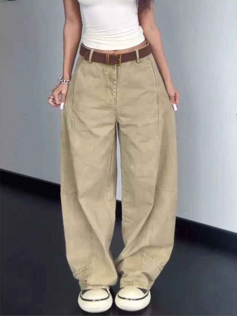 

American Sle Hot Girl Design Curved Knife Jeans Women Summer New Slim High Street Wide Leg Long Pants Floor-Length Trendy