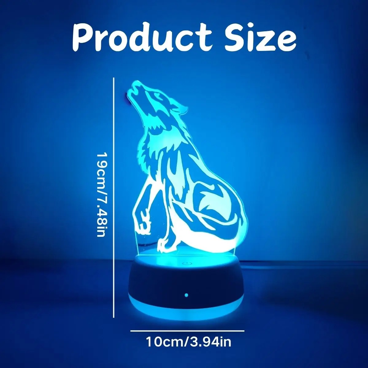 1pc modern creative wolf shaped 3D night light, USB powered touch switch with seven color conversion, a great gift.