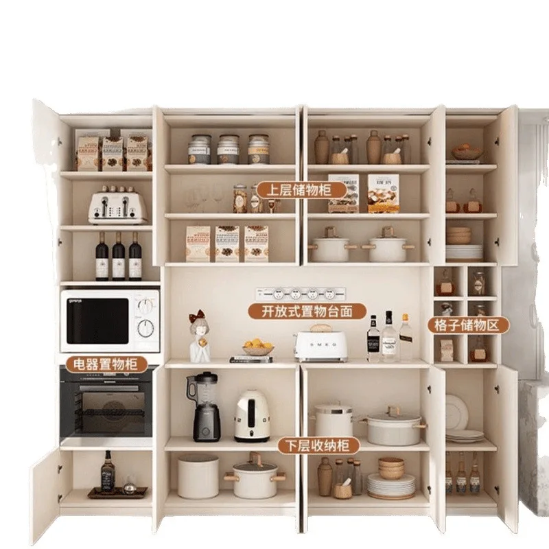 

Cream style dining side cabinet integrated wall storage high cabinet living room display simple wine storage