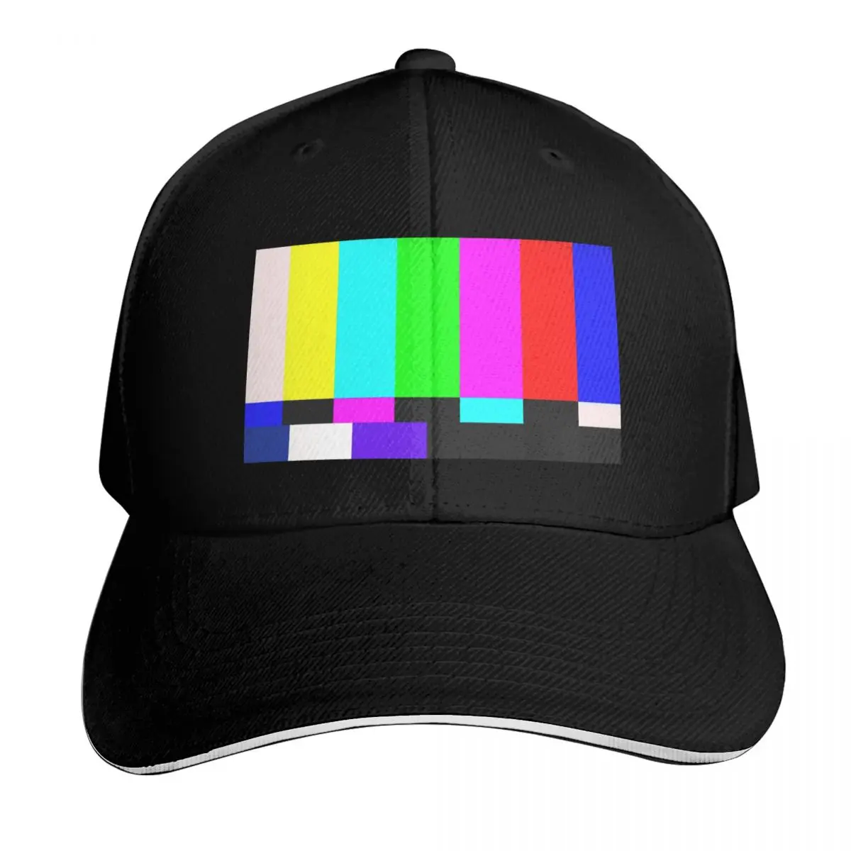 TV Color Test Bars Baseball Cap Six Panel Structured Crown Sun Protection UPF 50+ Breathable Mesh Back