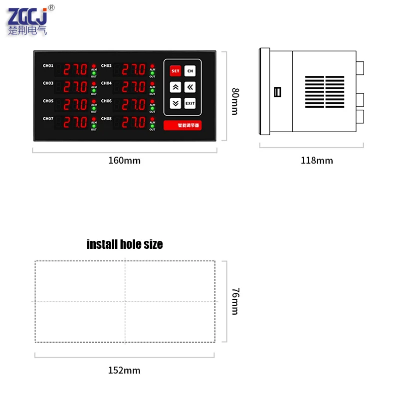 PT1000 8 channels thermostat temperature display meter instrument relay output SSR output RS485 temperature controller