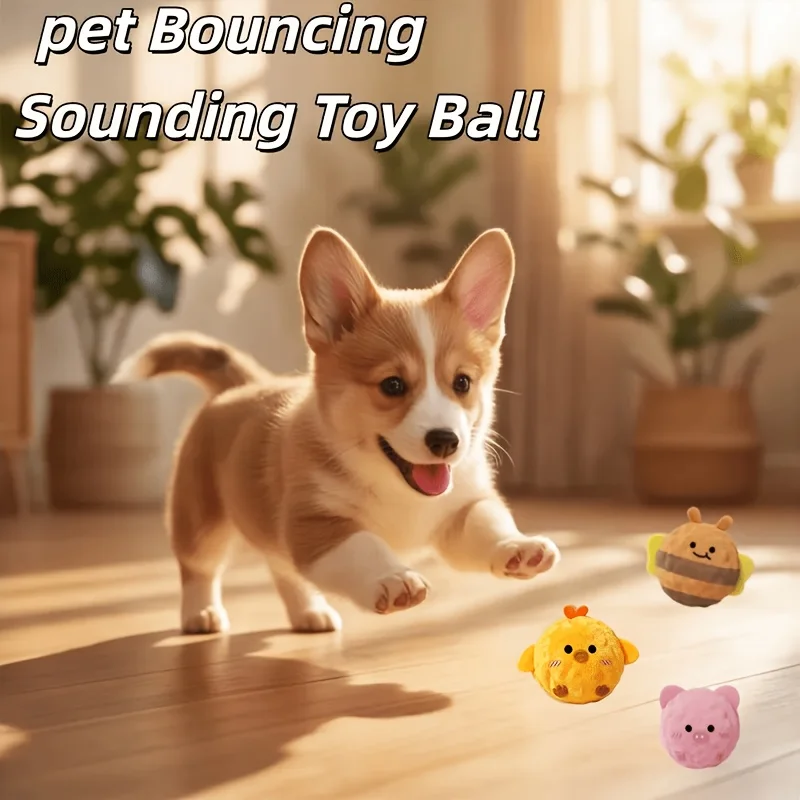 Cute Bee Pet Interactive Bouncing Sound Toy Ball, Dog And Cat Play Boredom Relief Companion Toy,Slow Rebound Pet Play Toy