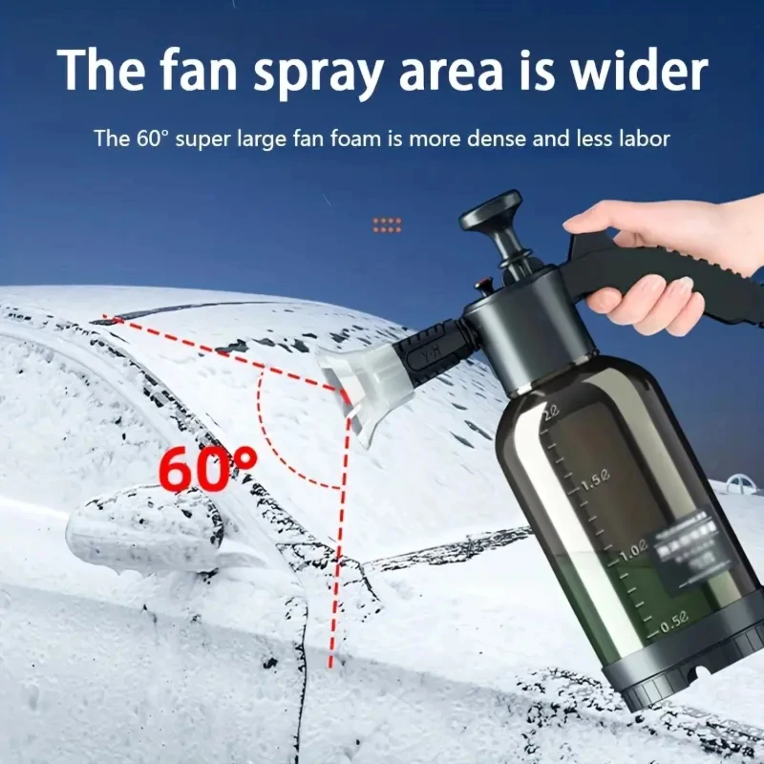 Sturdy and Reliable Household Cleaning Glass Air-Pressure Fan-Shaped Foam Watering Can for Car Wash, Highly Resistant to Acid an