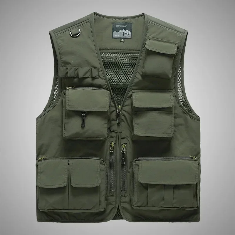 B&C Workwear Style Men's Vest Daily Casual Quick Drying Multi Pocket Jacket Outdoor Work Men Vest Oversized Male Clothing 7XL