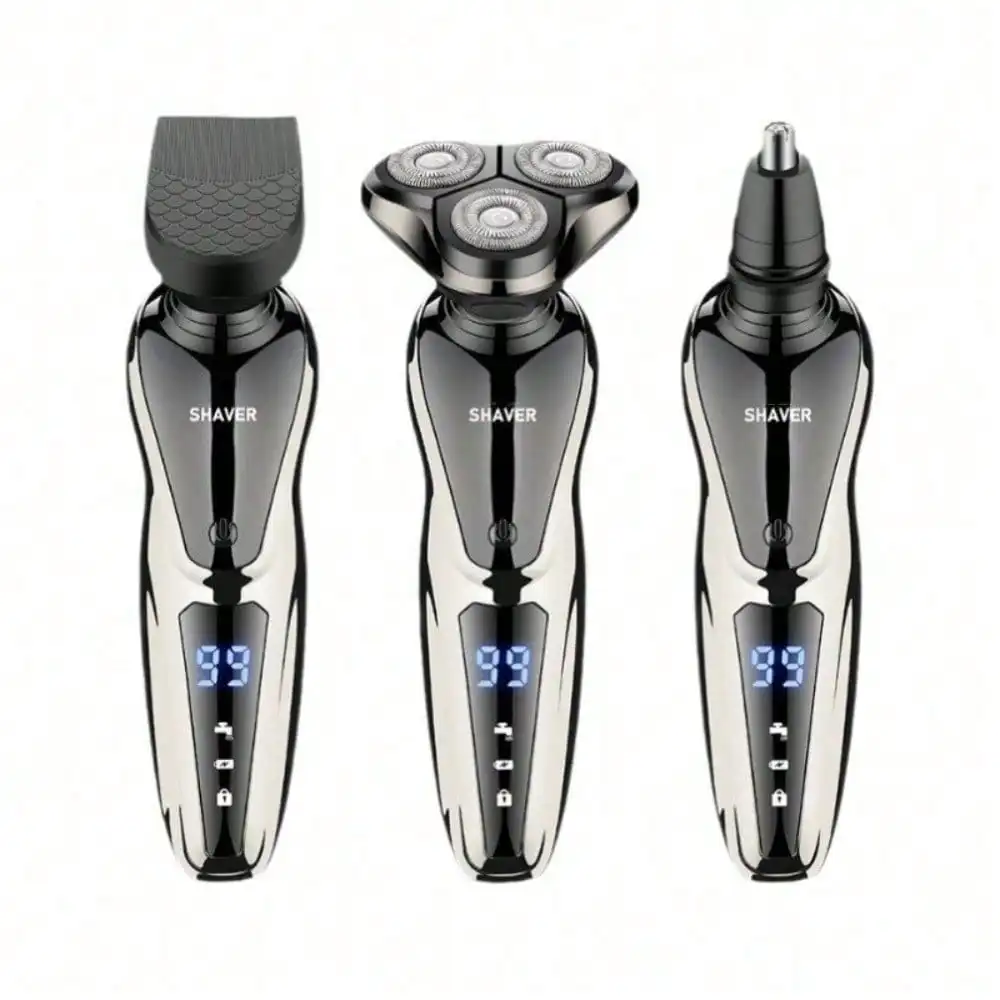 Digital Display Shuangke Electric Razor Three-In-One Men's Multi-Functional Razor Household Rechargeable Beard Knife Three-Knife Head