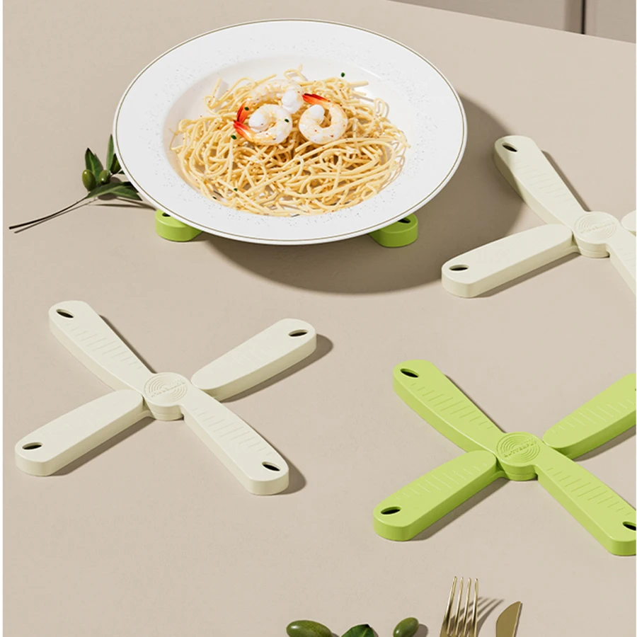 1/2pcs Foldable Silicone Heat Resistant Placemat Non-Slip Table Mat Multi-purpose Pot Holder Dish Plate Coaster Kitchen Dining