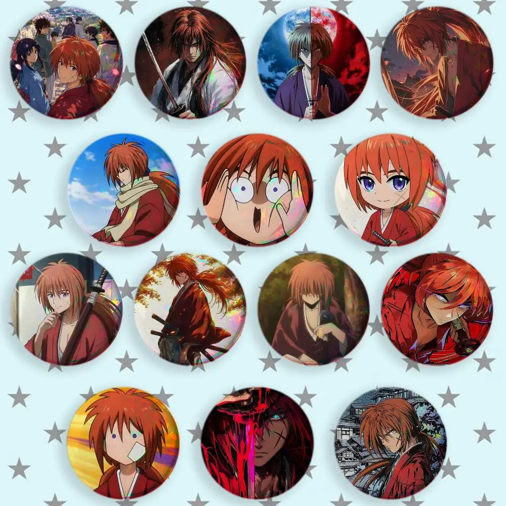 Anime R-Rurouni Kenshin Brooches Cartoon Badge Pins Backpack Hat Accessories Friend Gift