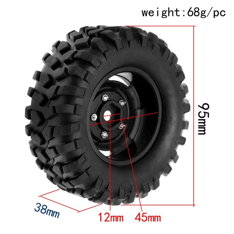 AB43-4Pcs 95 مللي متر 1.9 Beadlock عجلة ريم الإطارات مجموعة ل 1/10 RC الزاحف سيارة Traxxas TRX4 RC4WD D90 محوري SCX10 II III Redcat MST