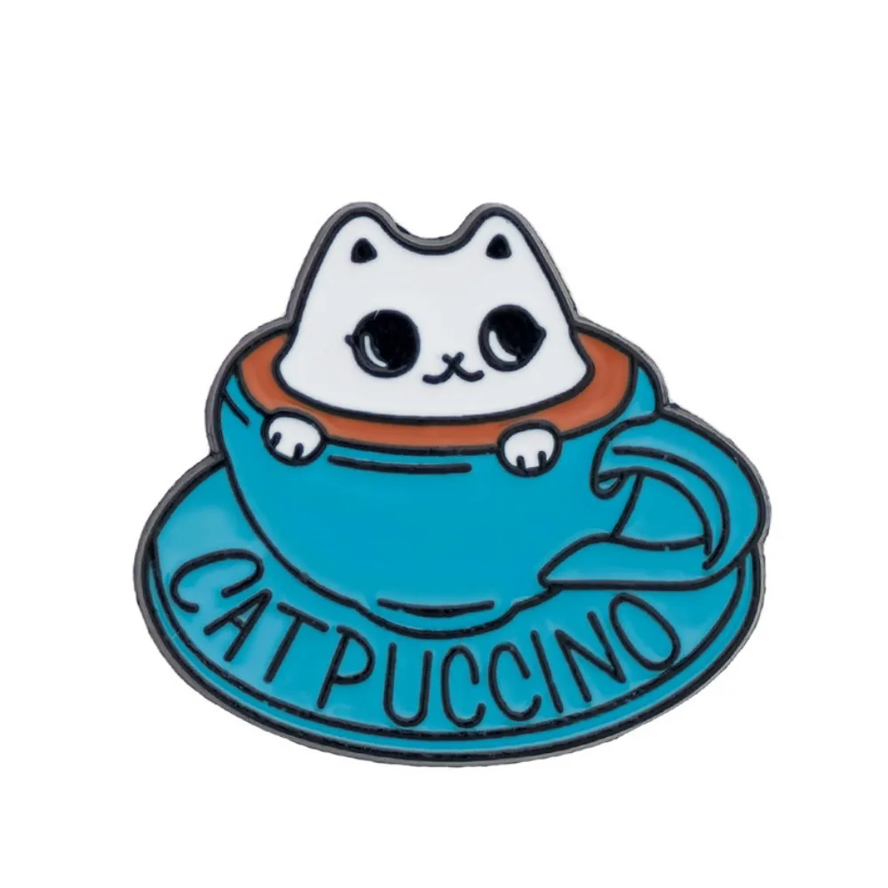 Broches de gato Capybara de dibujos animados, alfileres de esmalte, insignias de solapa de Metal, regalo para niños y amigos