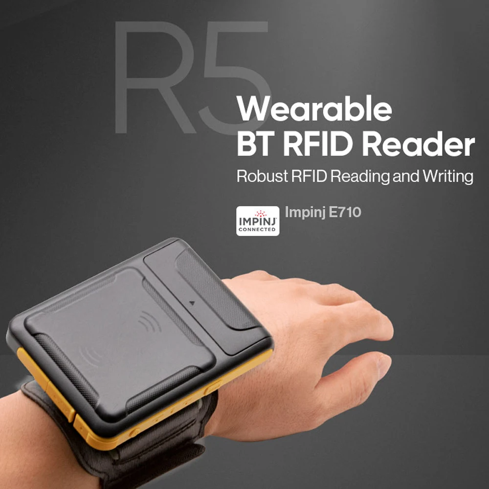 R5 Wearable RFID Reader Bluetooth UHF Impinj E710 Tags Scanner 920-925 MHz / 902-928 MHz / 865-868 MHz Support Android/iOS