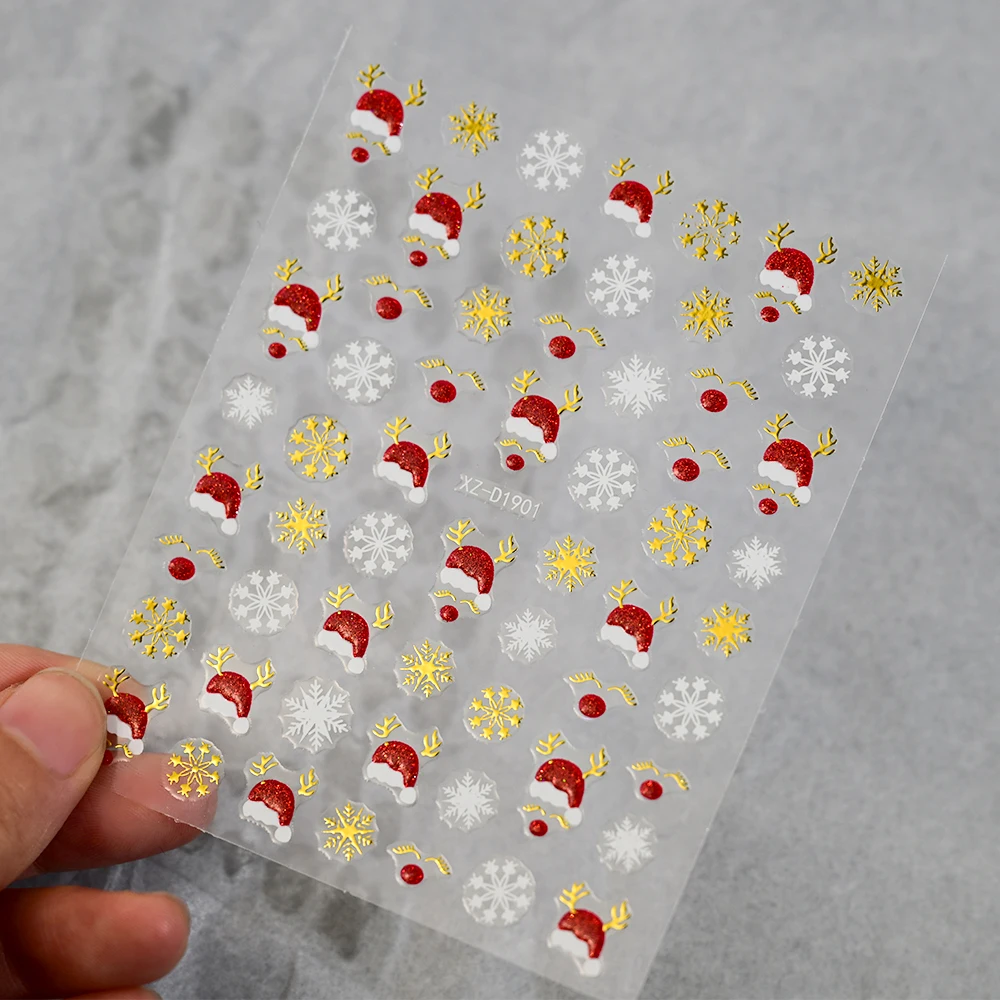 1/12 قطعة عيد الميلاد الأحمر بريق مسمار الفن ملصقات عيد الميلاد الأيائل/ثلج/ندفة الثلج ذاتية اللصق مسمار الشارات عطلة حفلة مسمار المتزلجون #