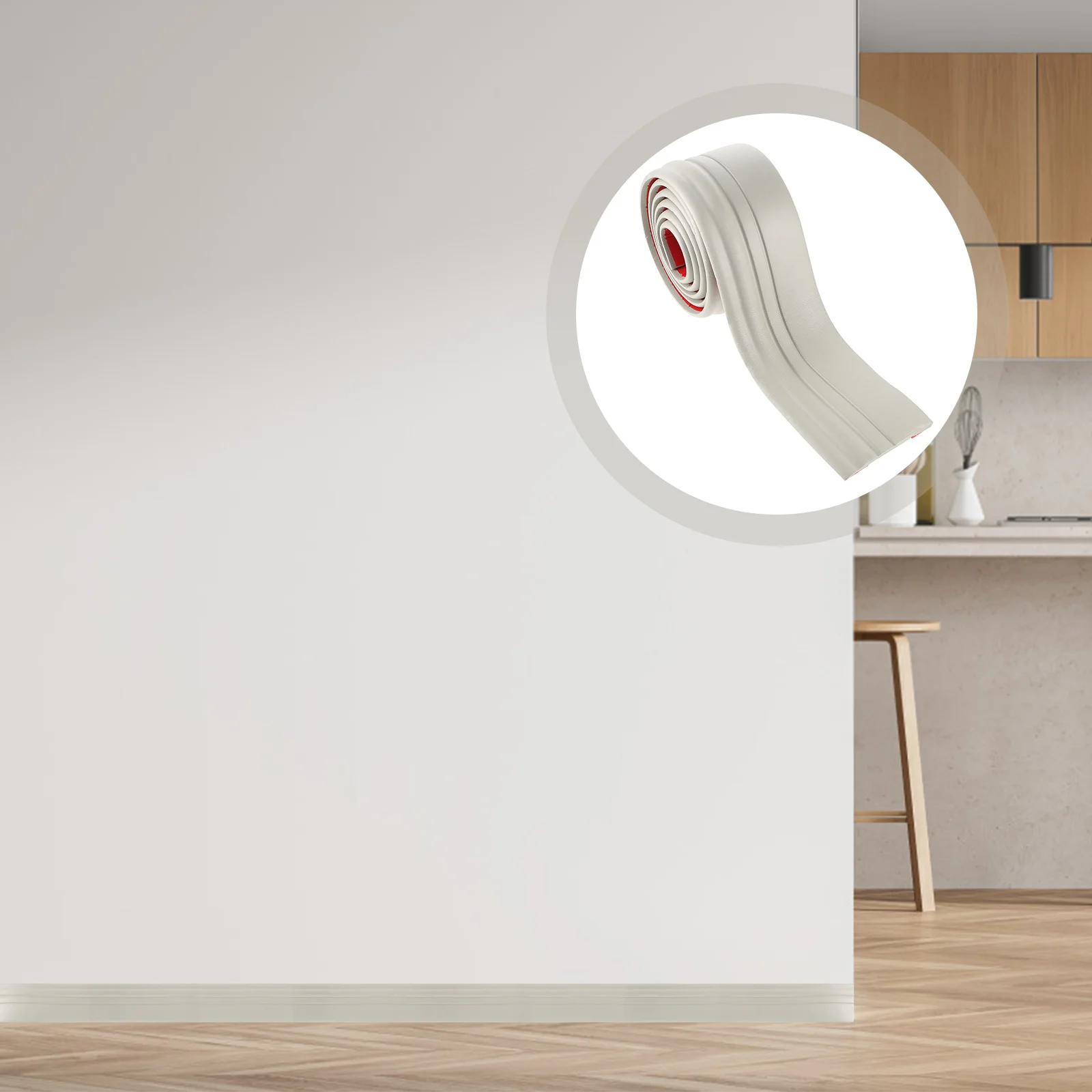 1 Rolo de Rodapé Autoadesivo de 2 Metros, Impermeável, para Decoração de Piso e Parede, Quarto e Banheiro