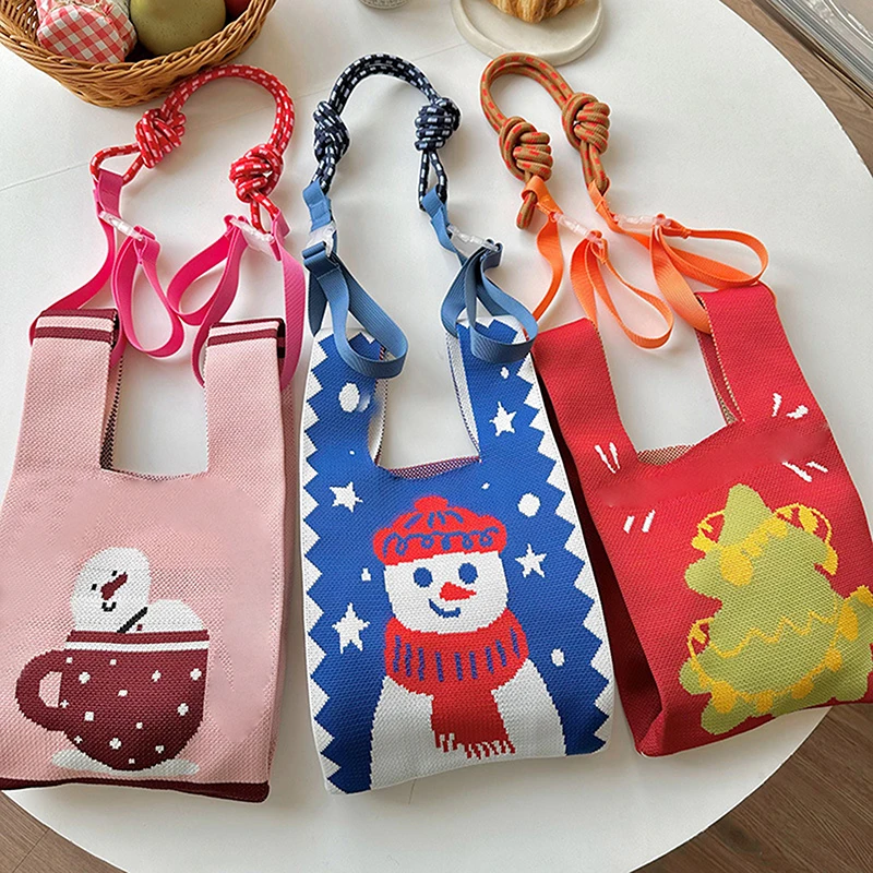 Knitted Small Bag Extension Belt Wrist Bag Colorful Pull Button Case Shoulder Strap Fashion Bag Adjustable Crossbody Strap