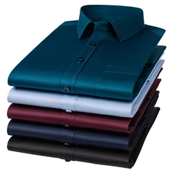 New Elasticity Anti-Wrinkle Men's Shirts Long Sleeves Dress Shirts For Men Slim Fit Camisa Social Business Blouse White Shirt