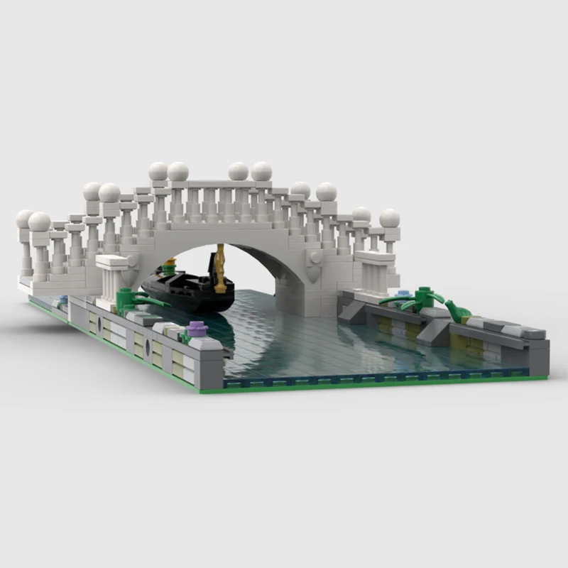 Bloques de construcción de Canal veneciano entre palés, modelo de ladrillo, hermoso paisaje, arquitectura, adorno, regalos, piezas, MOCS, 689