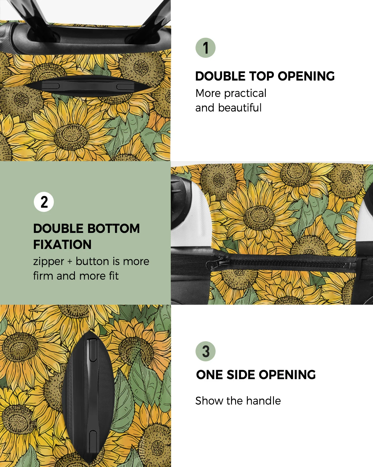 Plant Flower Sunflower Luggage Cover Stretch Suitcase Protector Baggage Dust Case Cover for 18-32 Inch Travel Suitcase Case