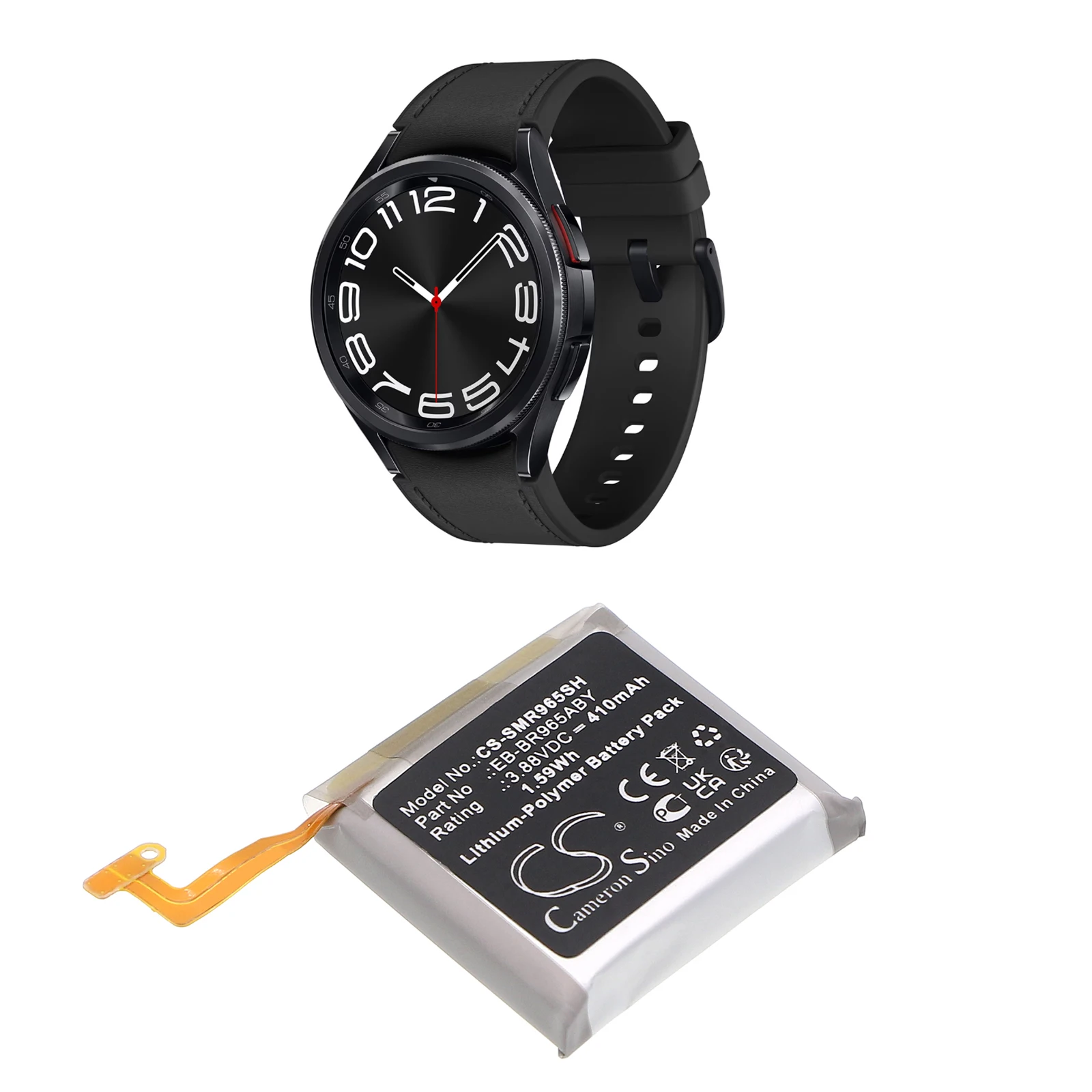 

Smartwatch Battery For Samsung:EB-BR965ABY,GH43-05162A,SM-R960,SM-R965,Galaxy Watch 6 Classic 47mm,--410mAh / 1.59Wh--Li-Polymer