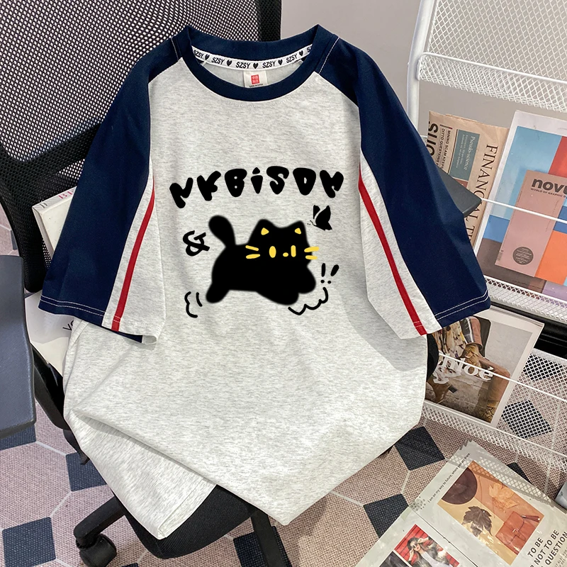 

Loose Fit ort Sve T-irt ex Pure Cotton f Sve Summer Top Youth Faion Casual round Ne Sweatirt