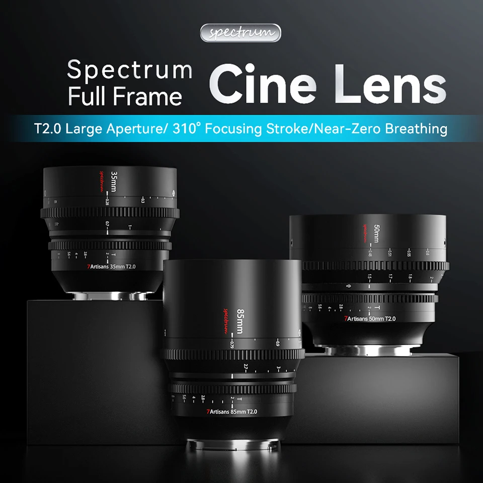 7artisans 35mm 50mm 85mm T2.0 Spectrum Full Frame Cine Lens for Sony A7 Nikon Z5 Z50 Canon R5 R6 L Mount