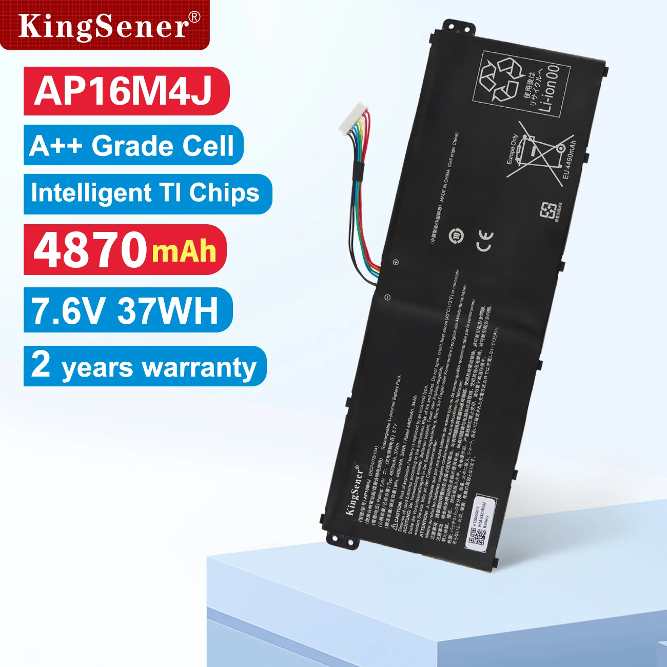 

Аккумулятор KingSener AP16M4J для ноутбука Acer Aspire 3 A317-33, ноутбук серии 2ICP4/78/104, 7,6 В, 37 Вт/ч, 4870 мАч