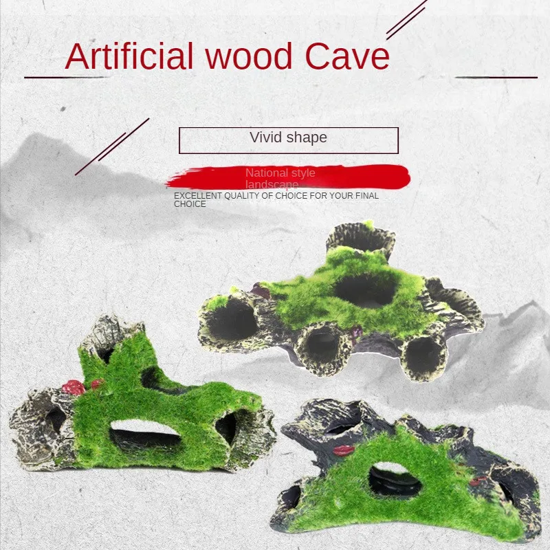 Fish tank aquascape decoration imitation moss tree roots aquarium flocking shrimp cave house hideout house dead wood decoration