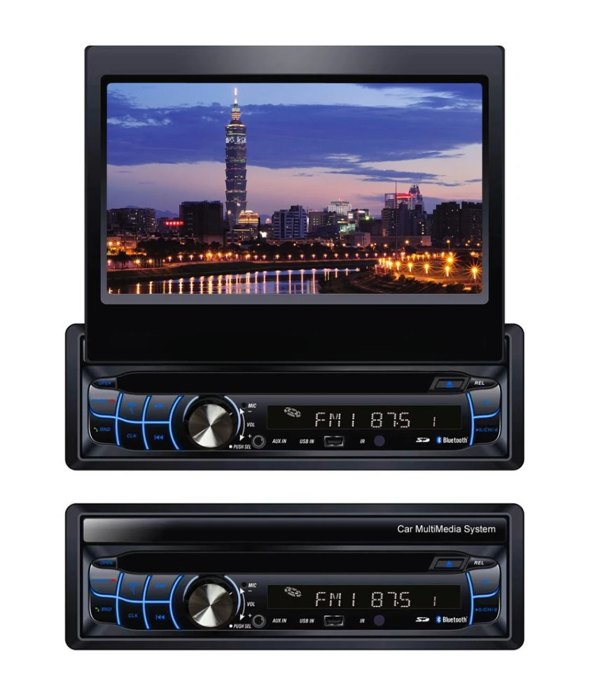 Car Multimedia Entertainment Universal 1 Din Car DVD Player with Retractable Screen