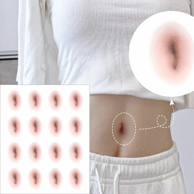 16Pcs Disposable Fake Belly Button Tattoo Sticker Waterproof Lasting Women Body Fake Belly Temporary Tattoo Decoration Sticker