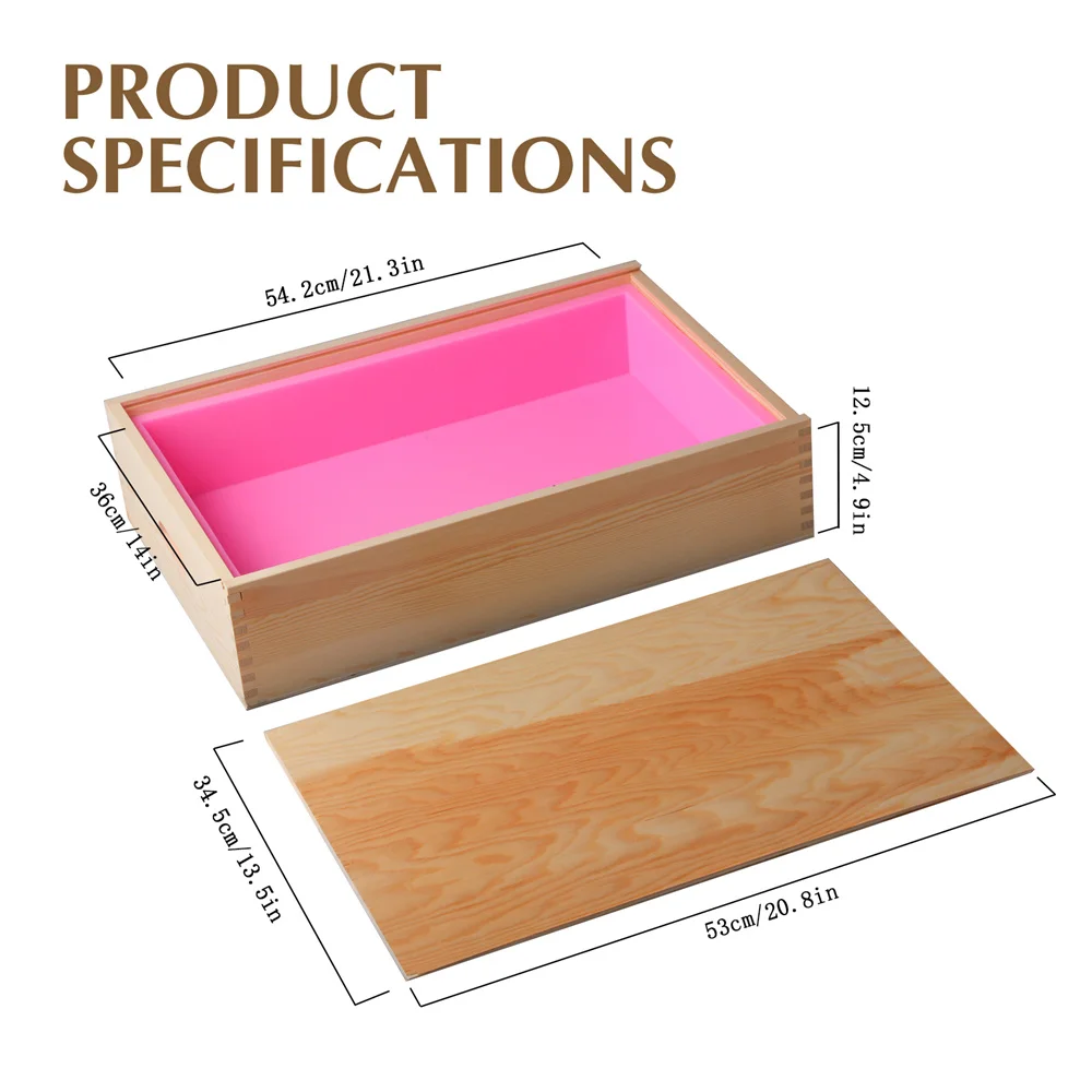 Super Big Size Silicone Soap Mold Rectangular Flexible Large Mould with Wooden Box