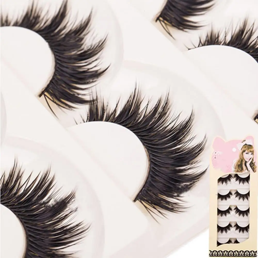 False Eyelashes Natural 5 Pairs Soft Makeup Thick False Eyelashes Eye Lashes Long Black Nautral Handmade Makeup Accessories