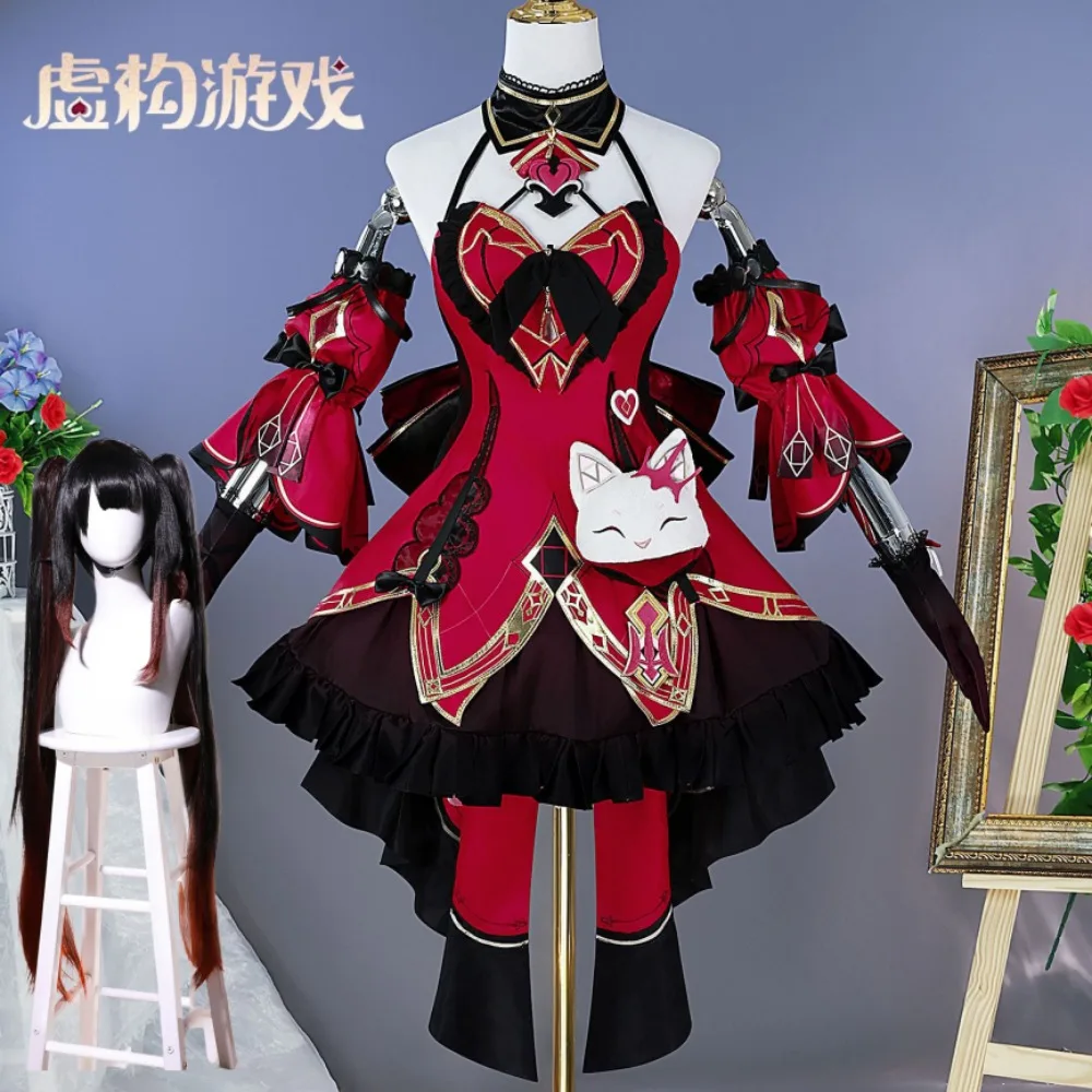 

Honkai Star Rail Sparkle Fictional Game Red Exquisite Dress Wig Full Set Cosplay Costume Women Anime Comic Con Halloween Outfit