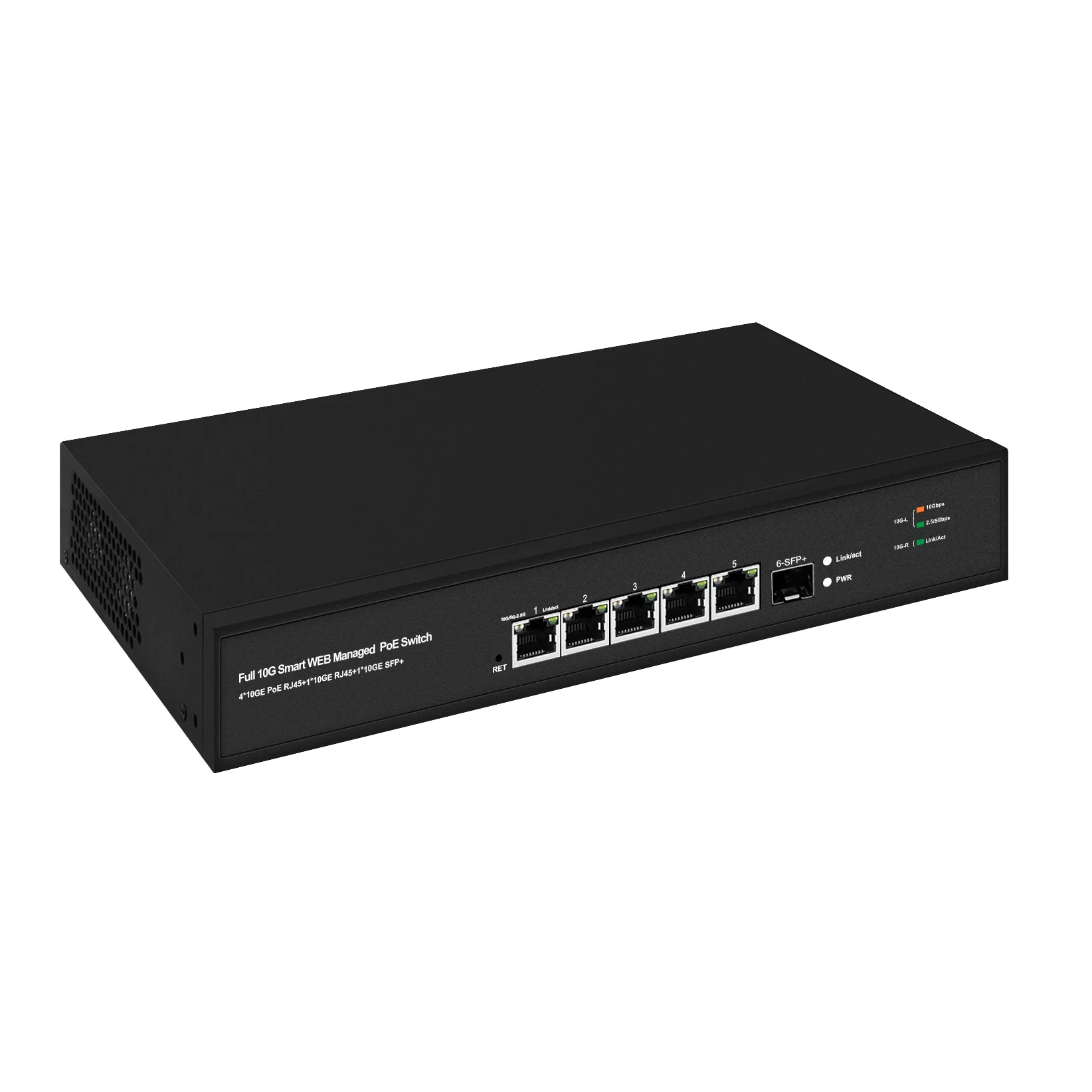 Full 10Gbe 5 ports POE or non lite smart managed switch with 1*10G SFP Uplink