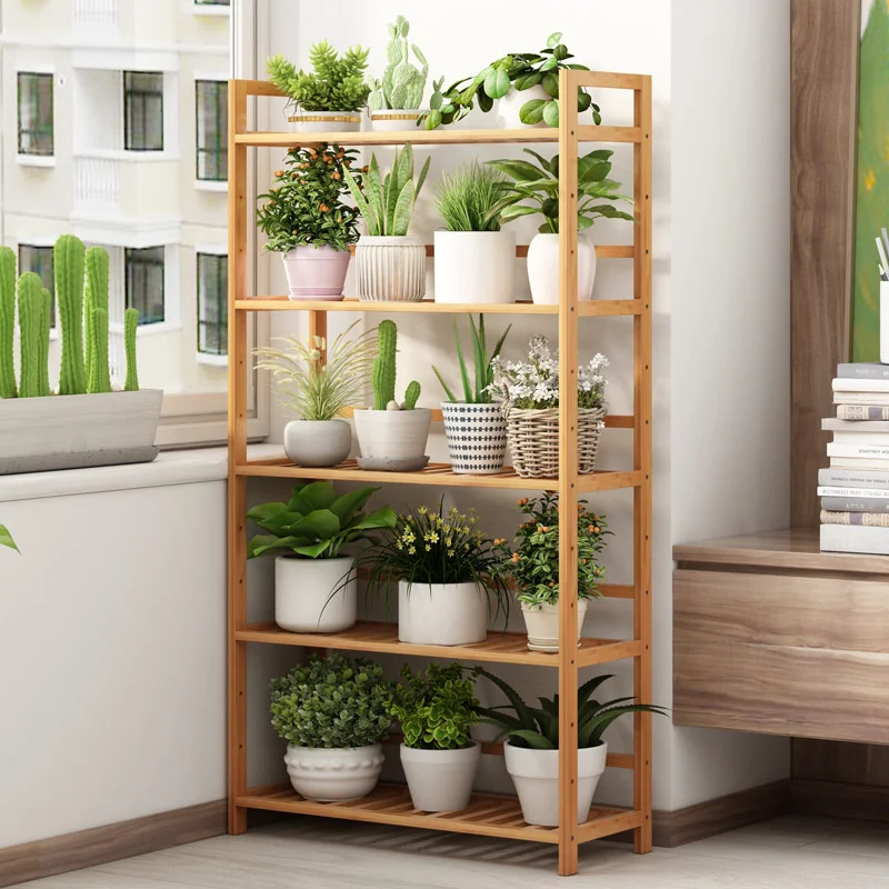 EcoFriendly Bamboo Bookshelf for Living Room Simple Tall FloortoCeiling Plant  Book Storage Rack for Office  Kitchen