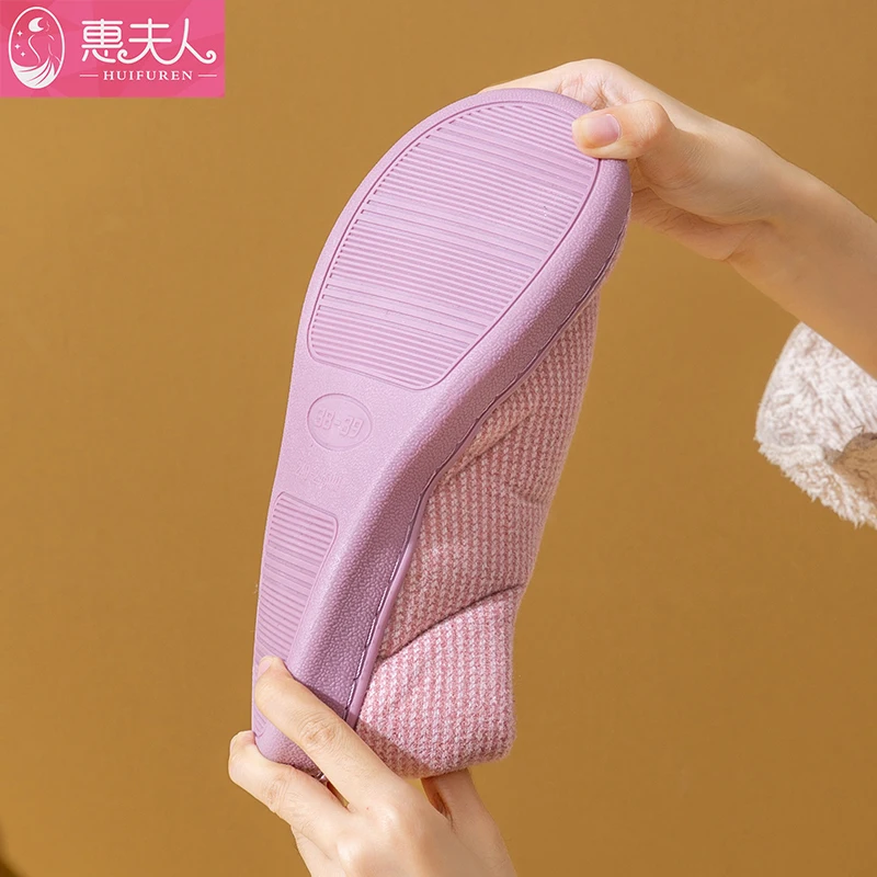 2023 Winter Slippers Women Home Floor Warm Shoes Soft Plush Anti-slip Couples Indoor Slides Plus Size Mom Dad House Footwear