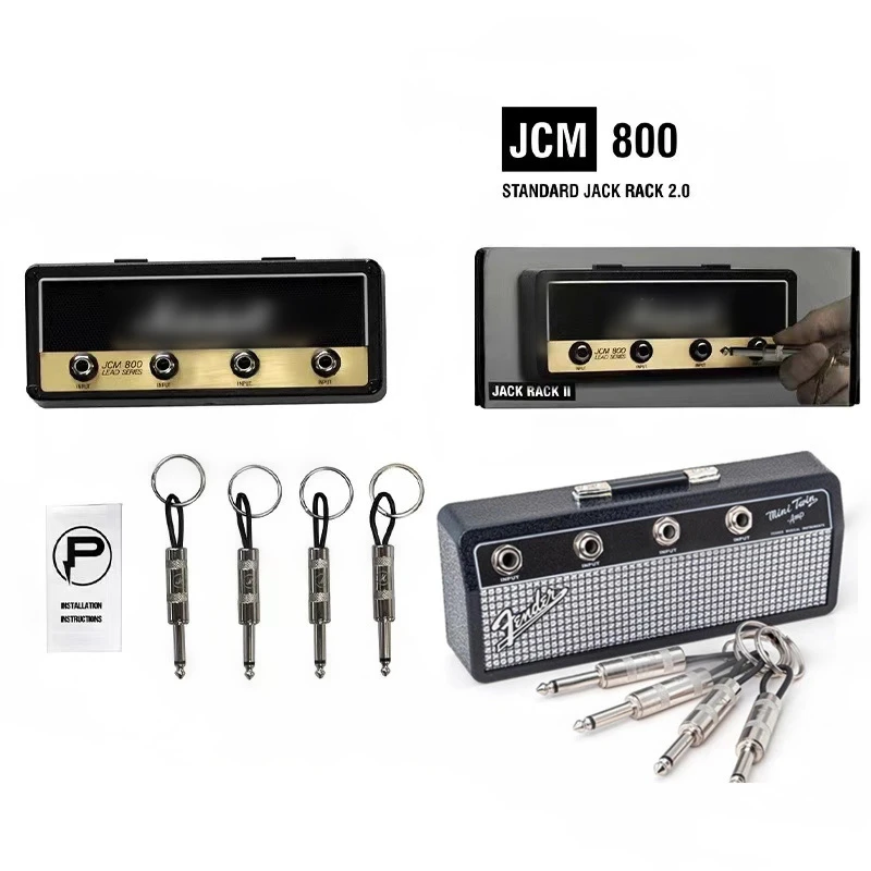 Retro Radio 4 Plugs Wall Mounting Keychain Decorative Hooks Guitar Key Holder Jack Rack Hanger Home Decoration Key Ring Gift