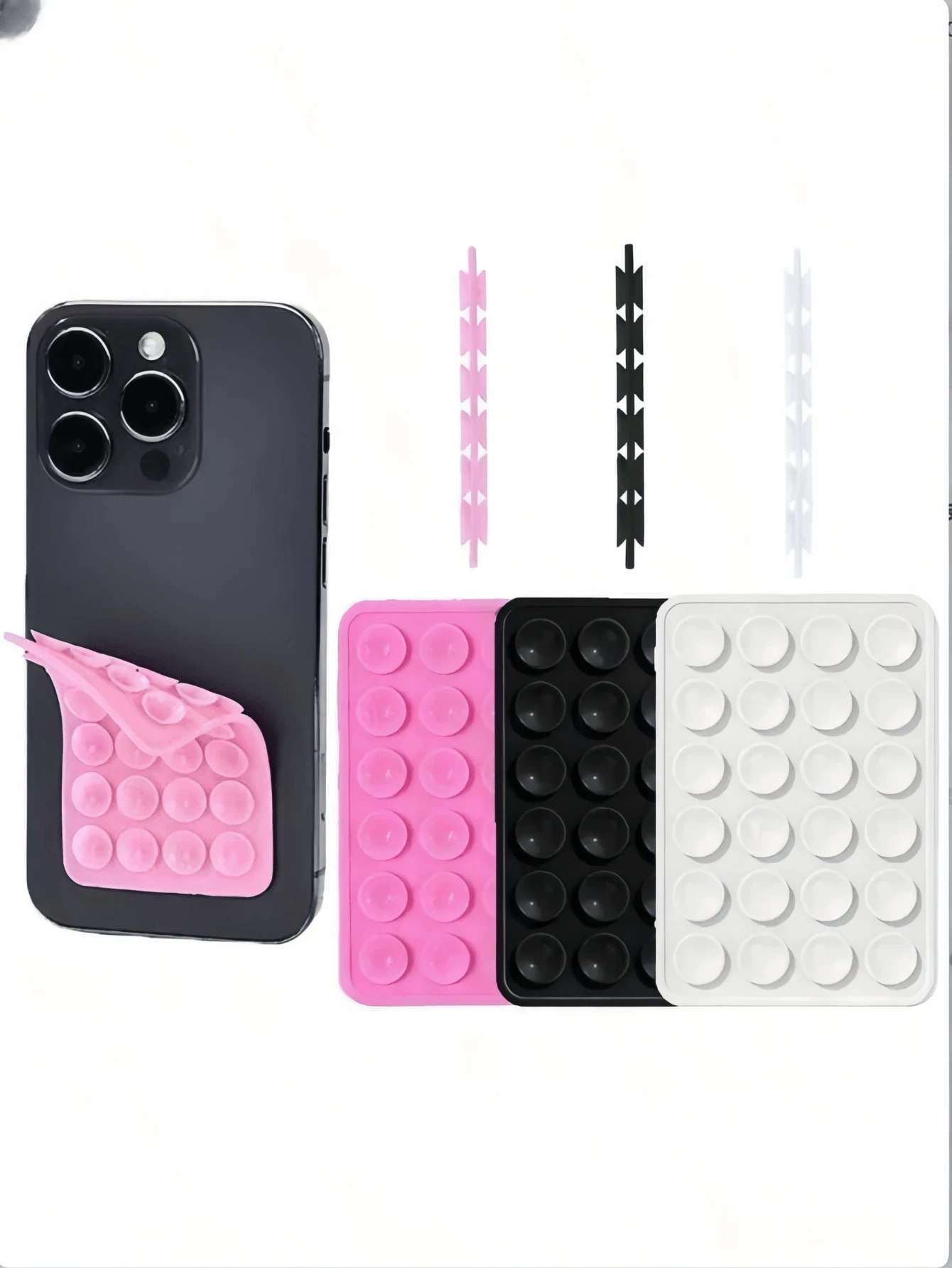 

Reusable Double-Sided Silicone Suction Phone Grip, No-Residue Hands-Free Holder for Selfies, Videos, Multi-Scene & All Smartphone Models