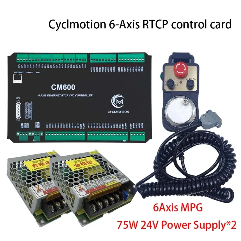 CNC engraving machine control card 3/4axis Cyclmotion supports 6axis RTCP 3D realtime tool path CM600 6Axis handwheel power Kit