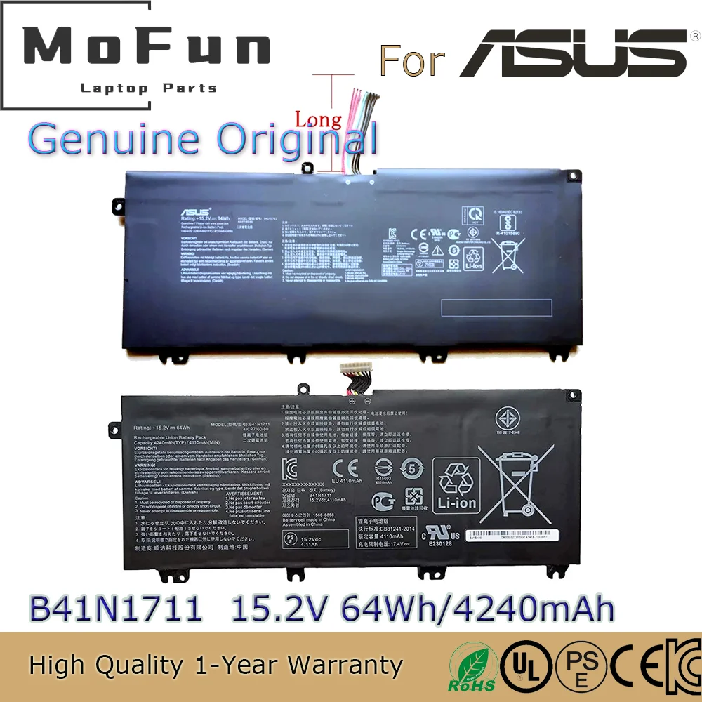 

Brand New Original B41N1711 15.2V 64Wh Laptop Battery for Asus ROG Strix GL703VD GL503VM GL503VD FX503VM 0B200-02730100