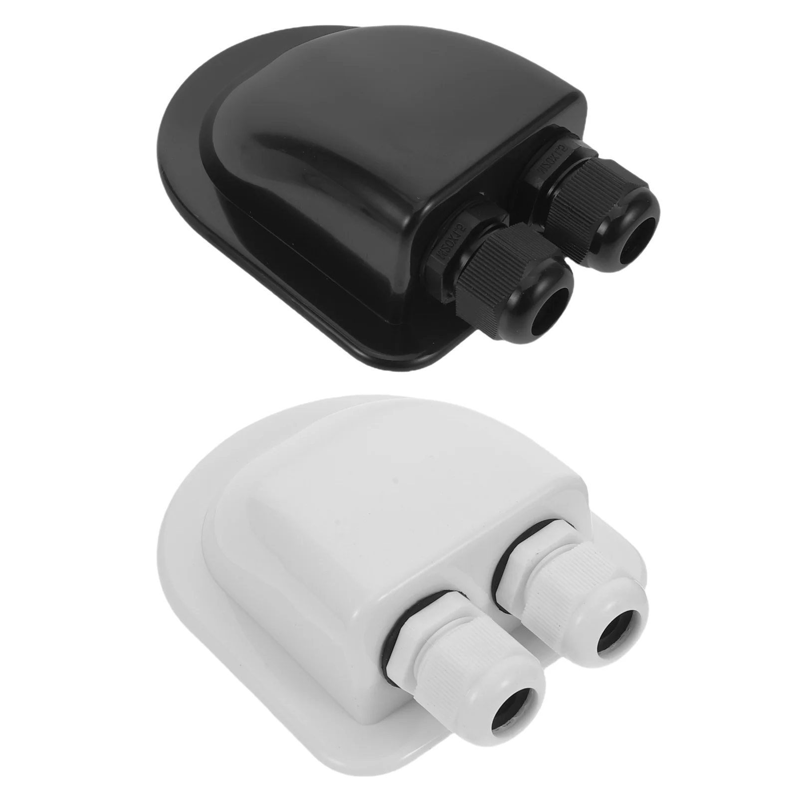 

2pcs Solar Cable Entry Gland Waterproof Abs Housing For Rv Boat Camper Double Wire Junction Box Flexible Mounting Durable Solar