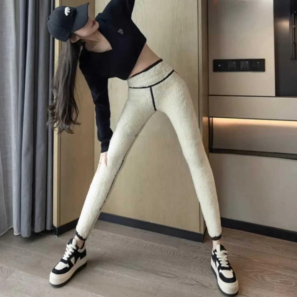 Nowe Bardzo Grube Legginsy Rekin z Wysokim Stanem Modelujące Pośladki Termiczne Legginsy z Polaru Rajstopy z Aksamitu Jagnięcego Spodnie Jesień Zima