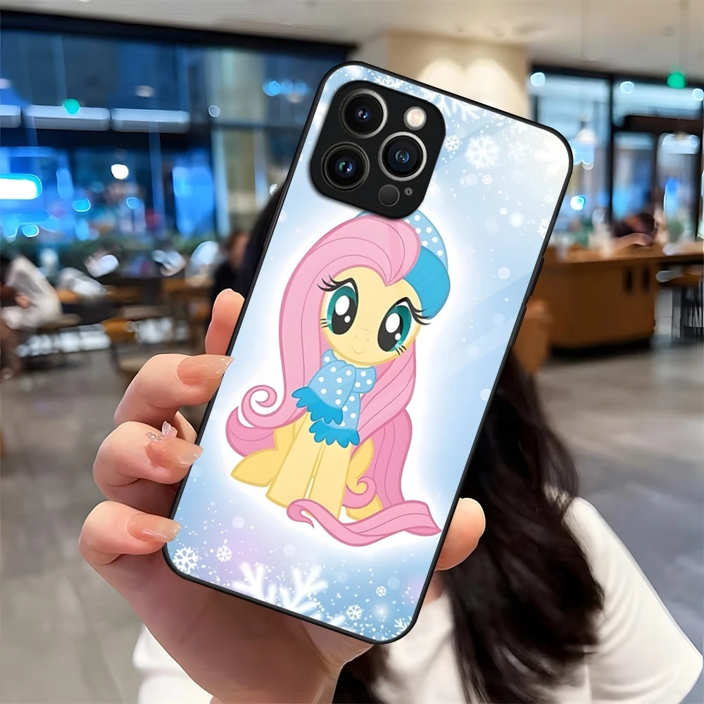 Etui na telefon Fluttershy do iPhone'a 13 15 14 12 11 Pro XS Max Plus Mini X XR 8 7 6s SE2020 Szkło hartowane Coque