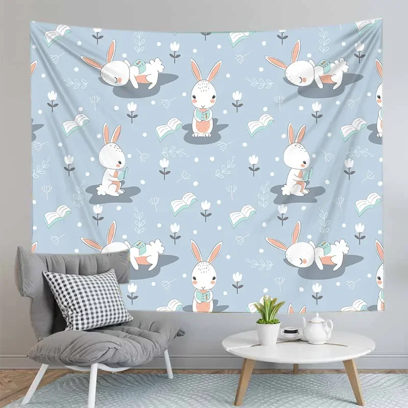 

Cute Rabbit Print Tapestry Bohemian Kawaii Room Decoration Tapestries Decoration For Female Room Tapestry Aesthetic Tapestries